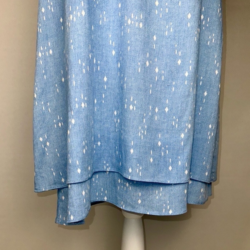 Charles Henry Shift Mini Dress One Shoulder Ruffle Pastel Blue Dot Medium Summer - Picture 11 of 13